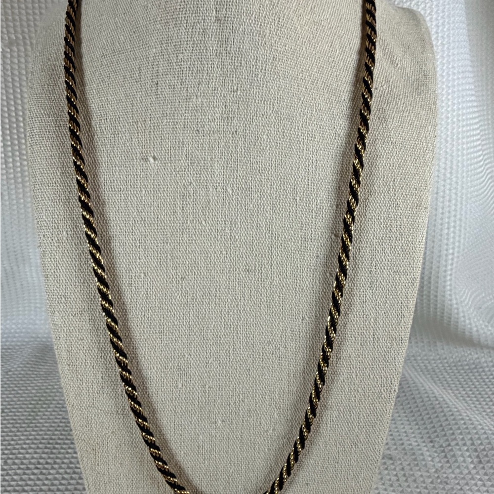 Vintage CrownTrifari Elegant Twisted Gold and Black Necklace